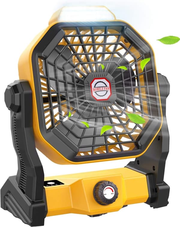 Portable Rechargeable Camping Fan with LED Lantern - 36 Hours