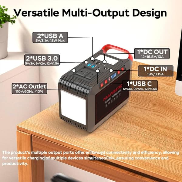 MARBERO 300W Portable Power Station for Camping & Emergency
