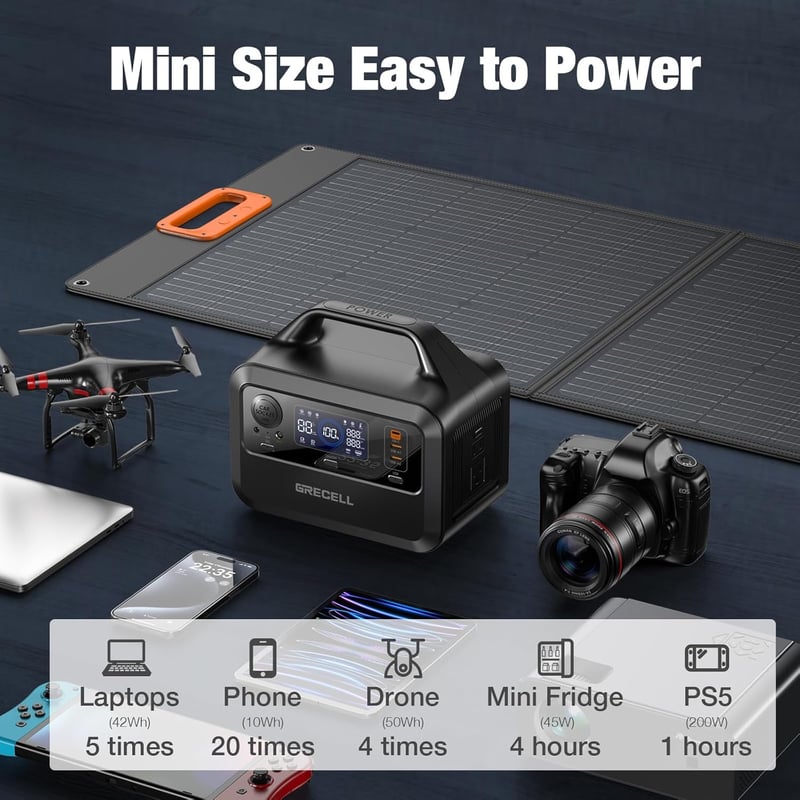 GRECELL 300W Portable Power Station - Fast Charging Solar Generator
