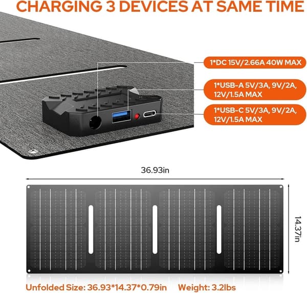 Portable Power Station with 40W Solar Panel for Camping