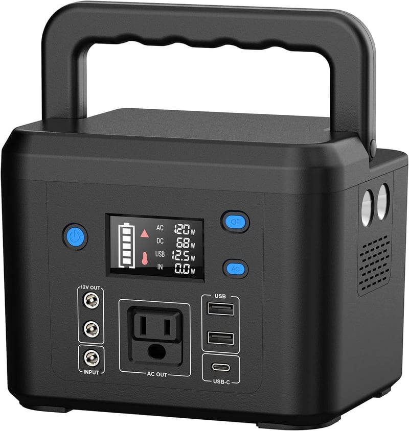 Portable Power Station - 200W, 120Wh/33,000mAh, 6 Outputs, LED Light