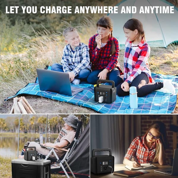 Portable Power Station - 200W, 120Wh/33,000mAh, 6 Outputs, LED Light