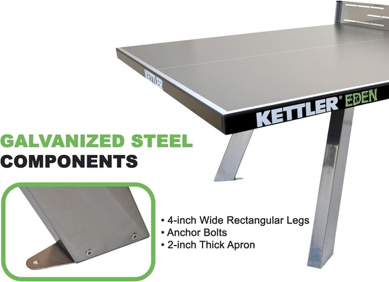 KETTLER Eden Weatherproof Outdoor Table Tennis Table with Steel Legs