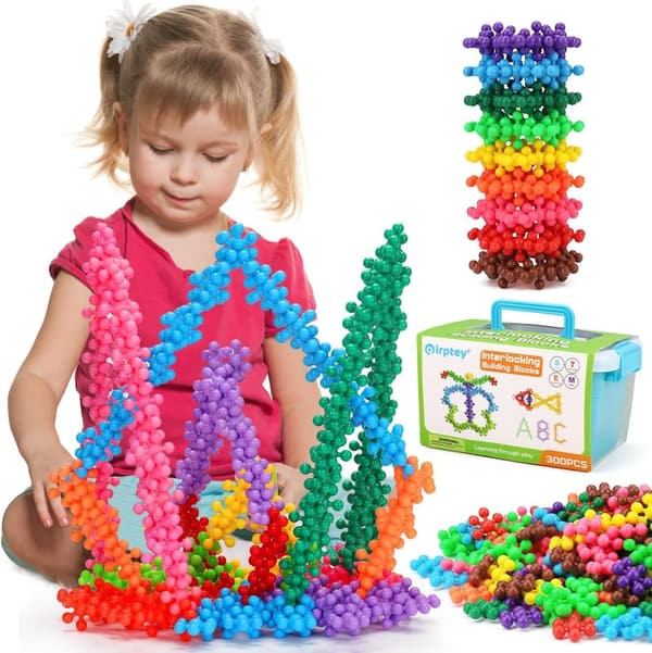 STEM Building Blocks Set for Kids - 300 Interlocking Discs
