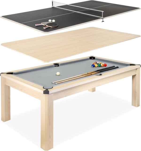 7 ft 3-in-1 Convertible Game Table with Billiards & Tennis