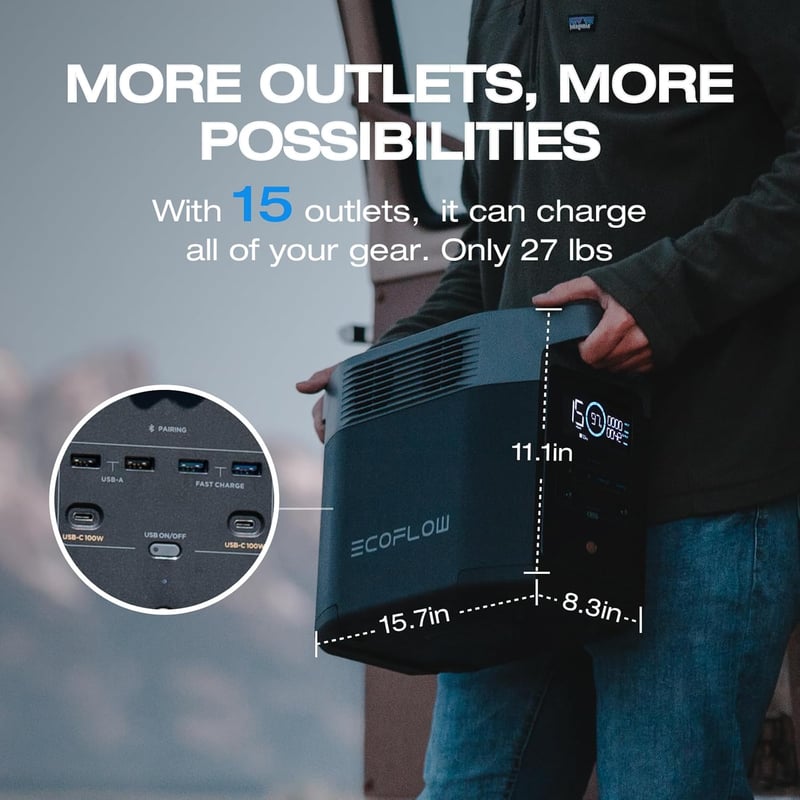 EF ECOFLOW DELTA2 Portable Power Station with 220W Solar Panel
