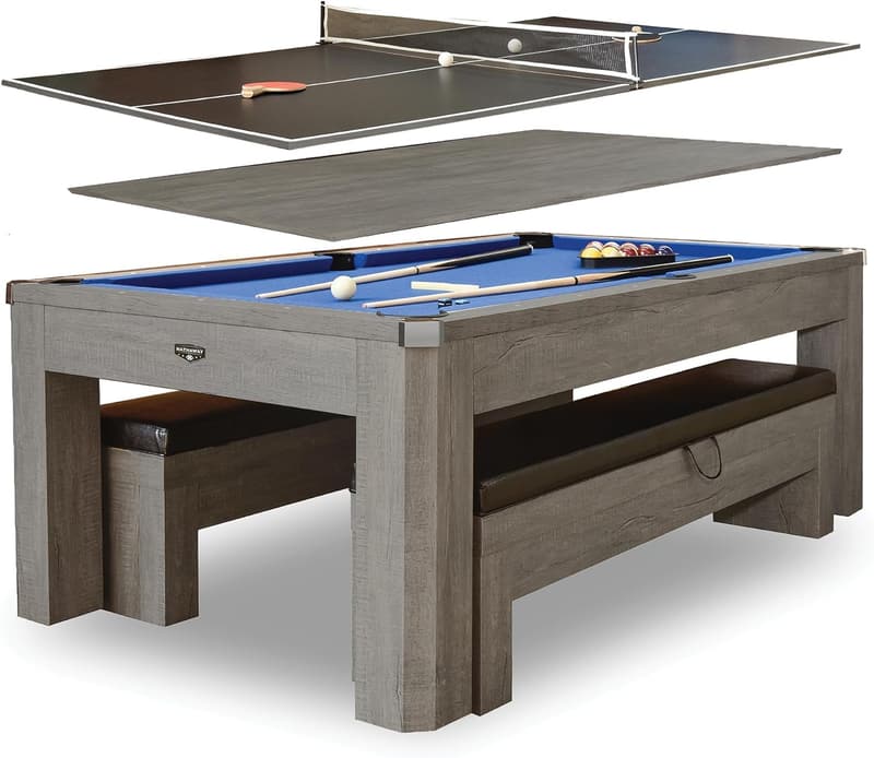 7 Ft Multi-Game Pool Table with Dining Top & Accessories