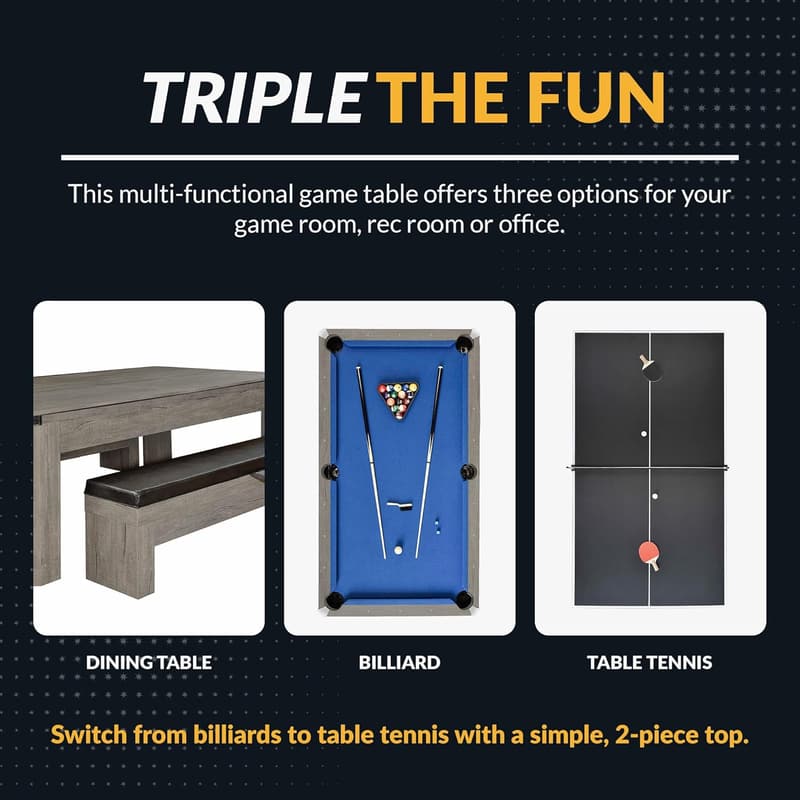 7 Ft Multi-Game Pool Table with Dining Top & Accessories