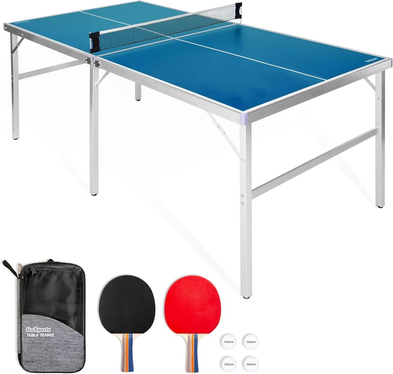 Portable Mid-Size Table Tennis Set with Net, Paddles & Balls