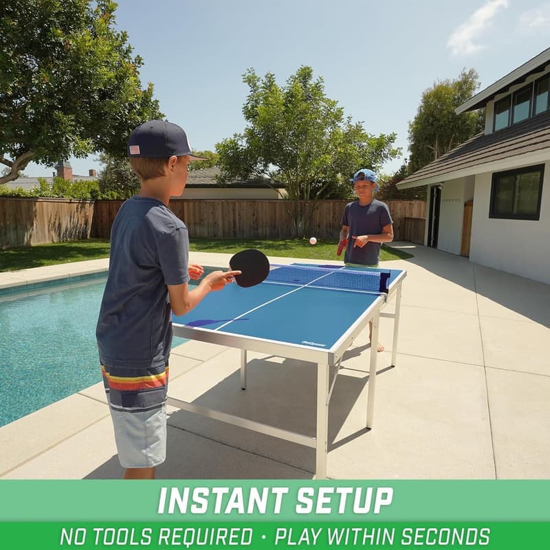 Portable Mid-Size Table Tennis Set with Net, Paddles & Balls