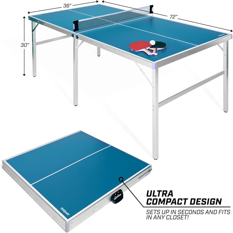 Portable Mid-Size Table Tennis Set with Net, Paddles & Balls