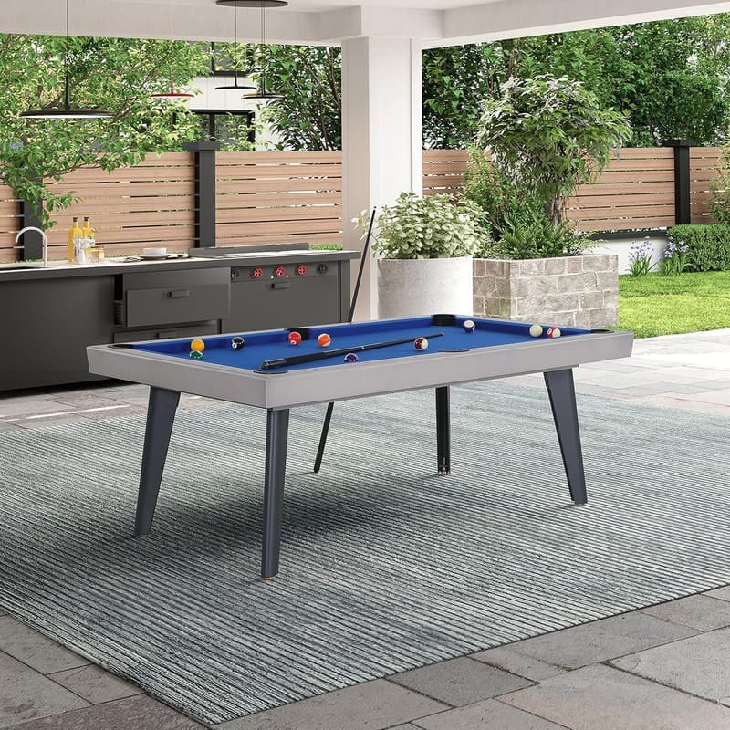 Santorini 82” Outdoor Pool Table with Dining Top & Benches