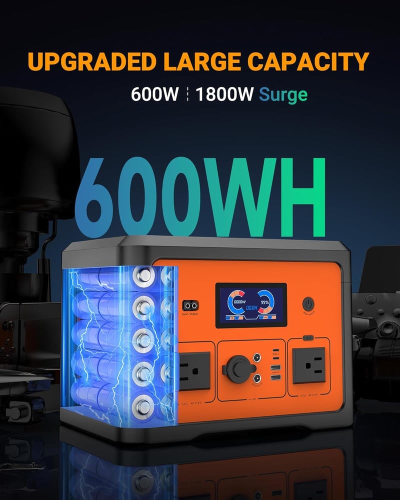 Portable Power Station 665.6Wh with UPS & Solar Charge