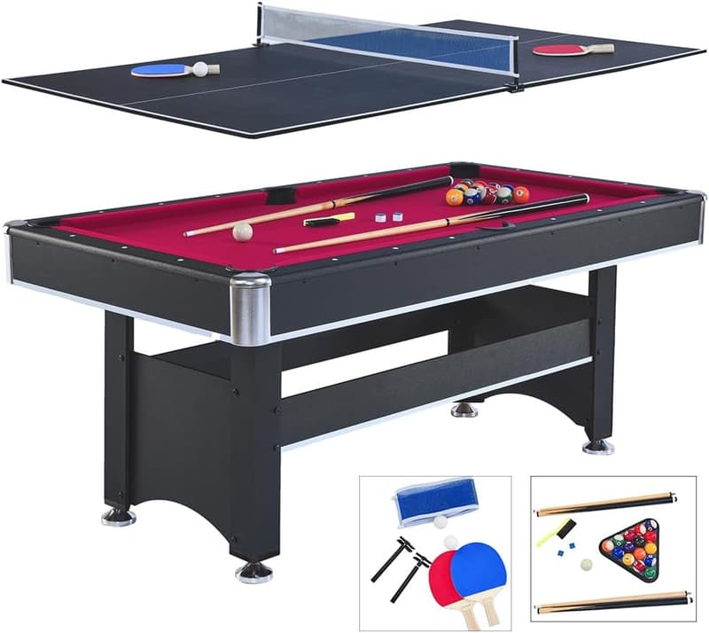 6ft Pool and Ping Pong Table Combo for Family Fun