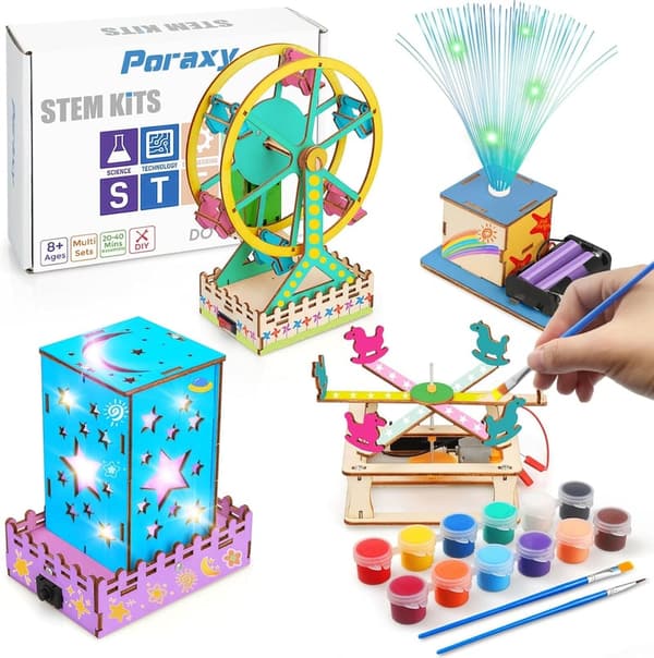 STEM Building Kit for Kids, 3D Wooden Puzzles, Ages 5-13