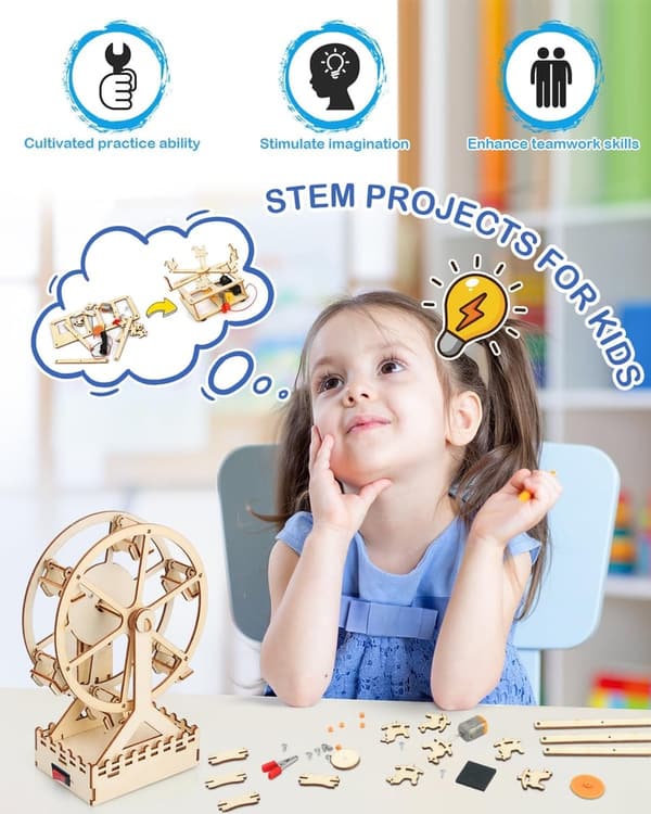 STEM Building Kit for Kids, 3D Wooden Puzzles, Ages 5-13