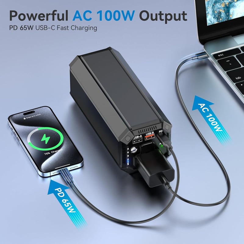 100W Portable Power Bank with AC Outlet for Travel