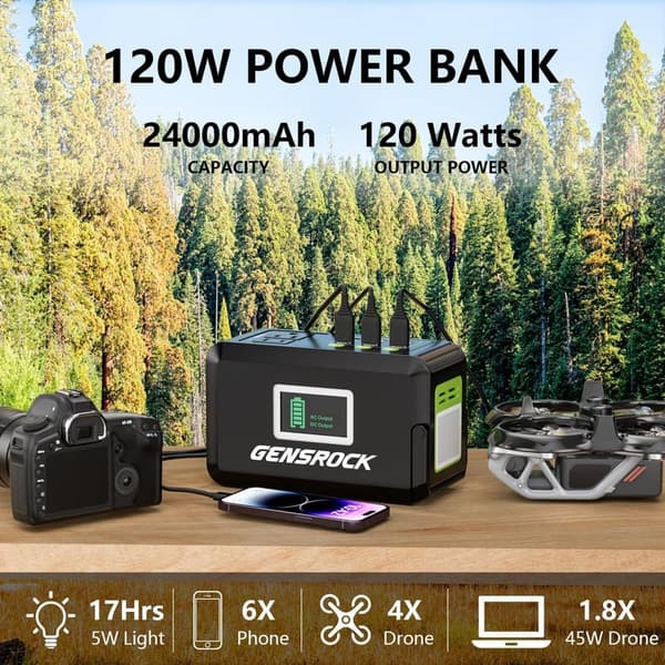 24,000mAh Portable Power Bank with 150W AC Outlet for Camping