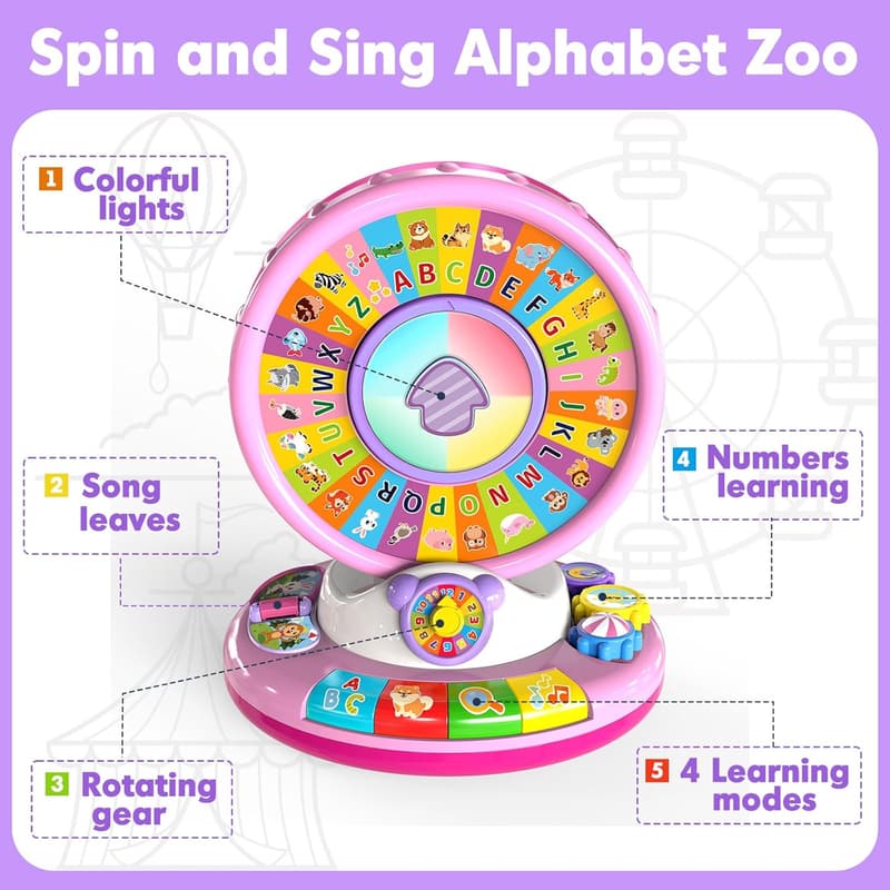 Musical Spin & Sing Alphabet Zoo Toy for Toddlers 1-3
