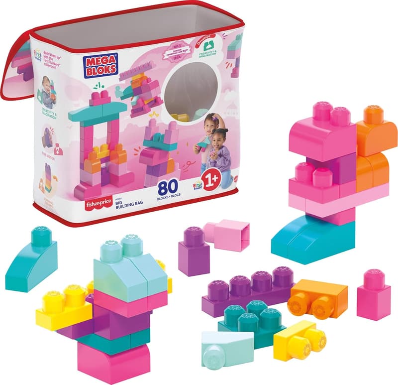 Toddler Building Blocks Set with 80 Pieces and Storage Bag