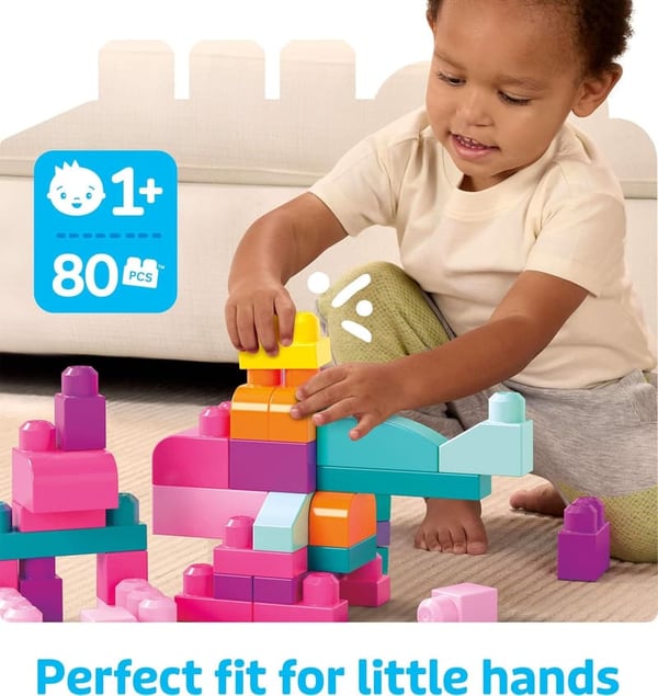 Toddler Building Blocks Set with 80 Pieces and Storage Bag