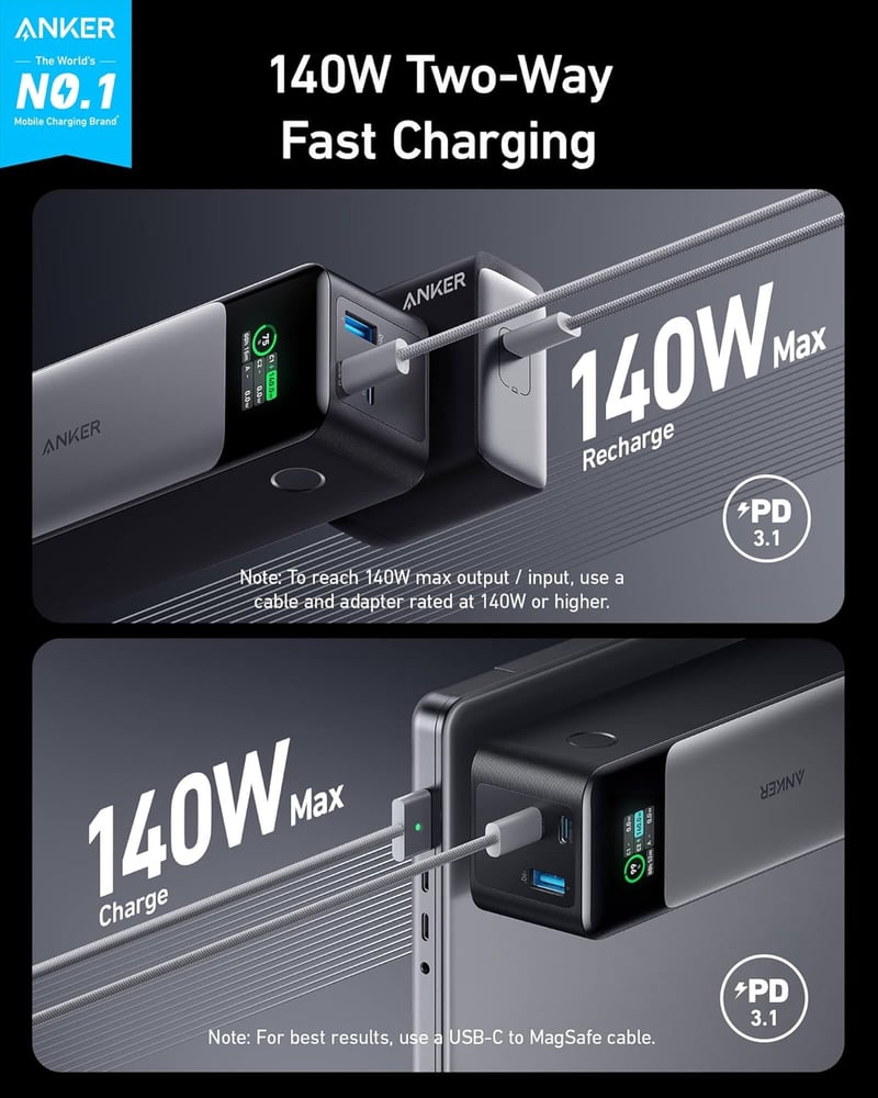 24,000mAh Portable Charger with 140W Fast Charging