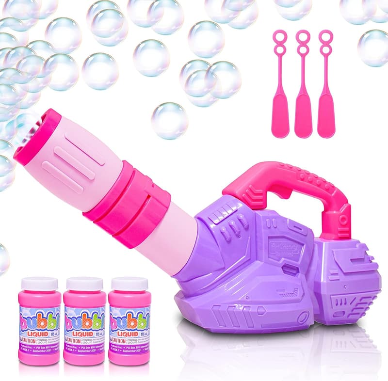 Outdoor Bubble Leaf Blower for Toddlers, Pink & Purple