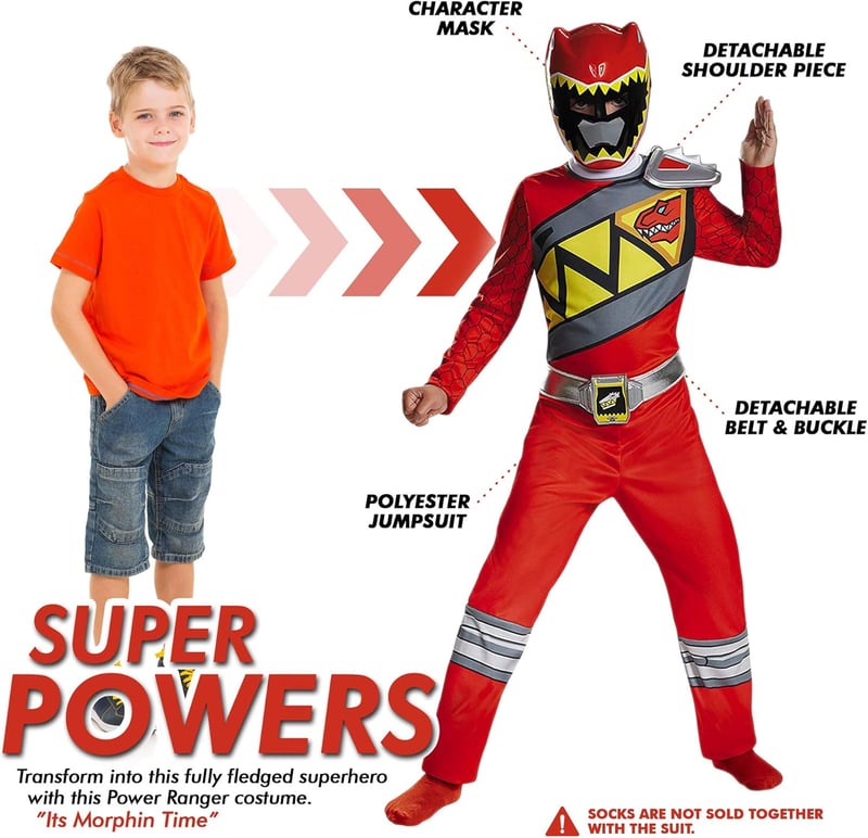 Dino Charge Red Classic Costume for Kids