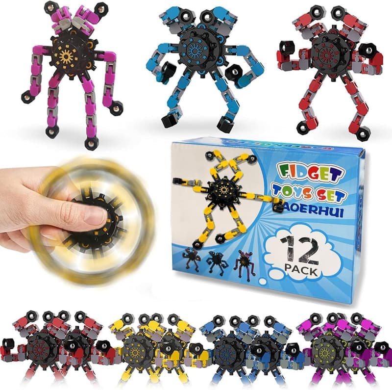Fidget Toy Set - 12 Pack Deformable Chain Stress Relief