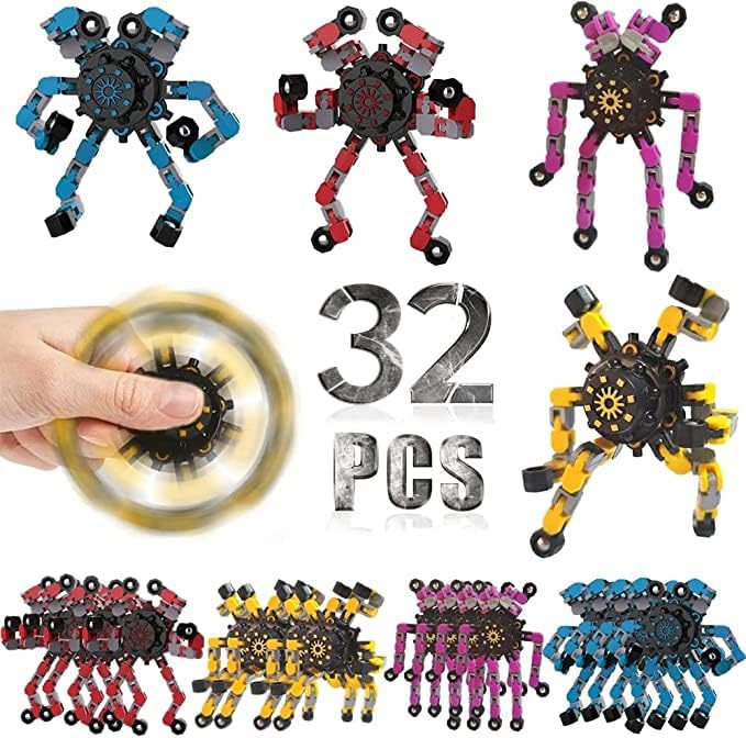 Transformable Robot Fidget Spinners - 32 Pcs Stress Relief Toys