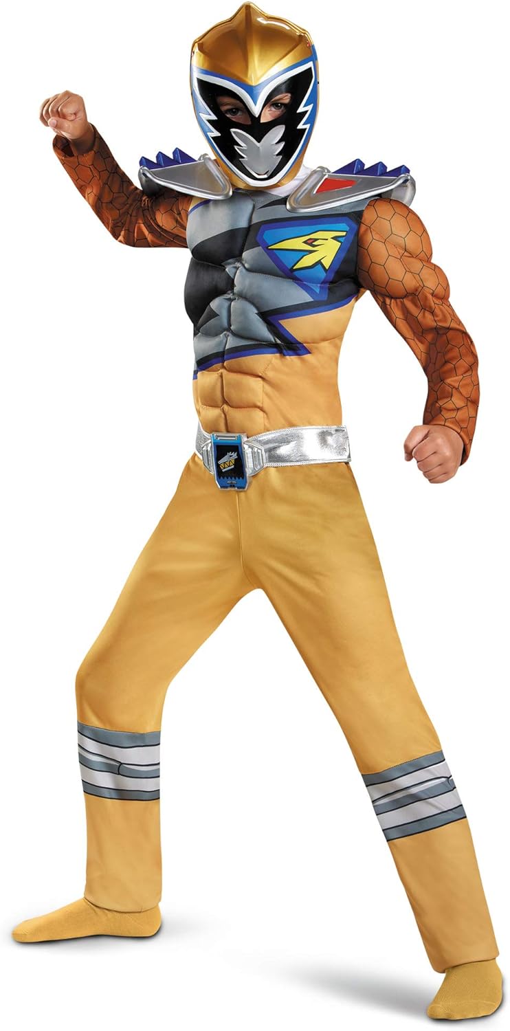 Licensed Gold Ranger Costume for Kids with Mask - Medium (7-8)