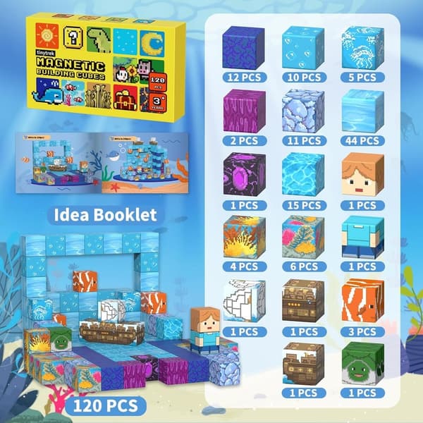 Ocean Quest Magnetic Building Blocks - 120PCS STEM Toys for Kids 3+