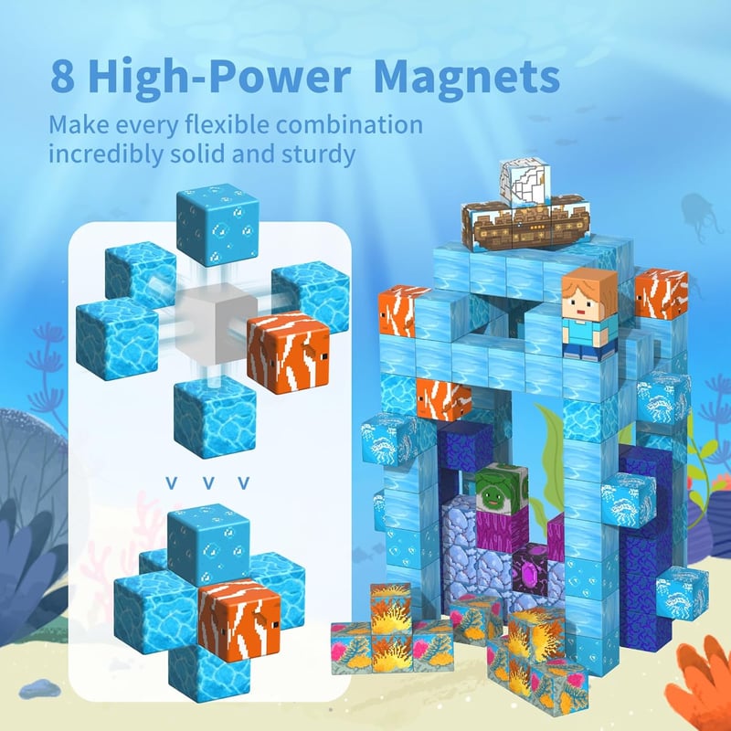 Ocean Quest Magnetic Building Blocks - 120PCS STEM Toys for Kids 3+