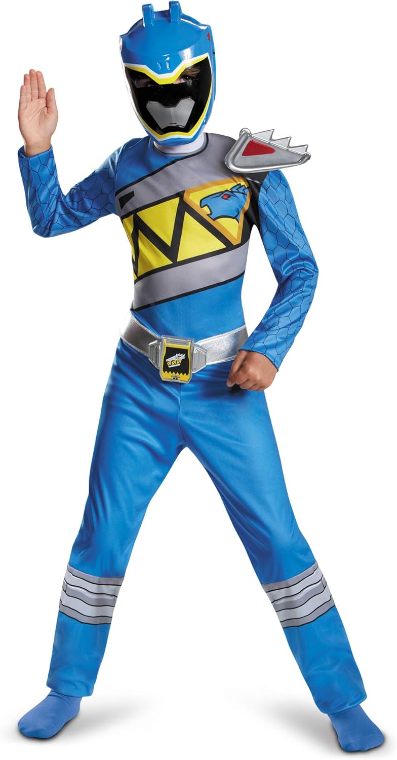 Boys' Dino Charge Blue Ranger Costume for Dress-Up Play