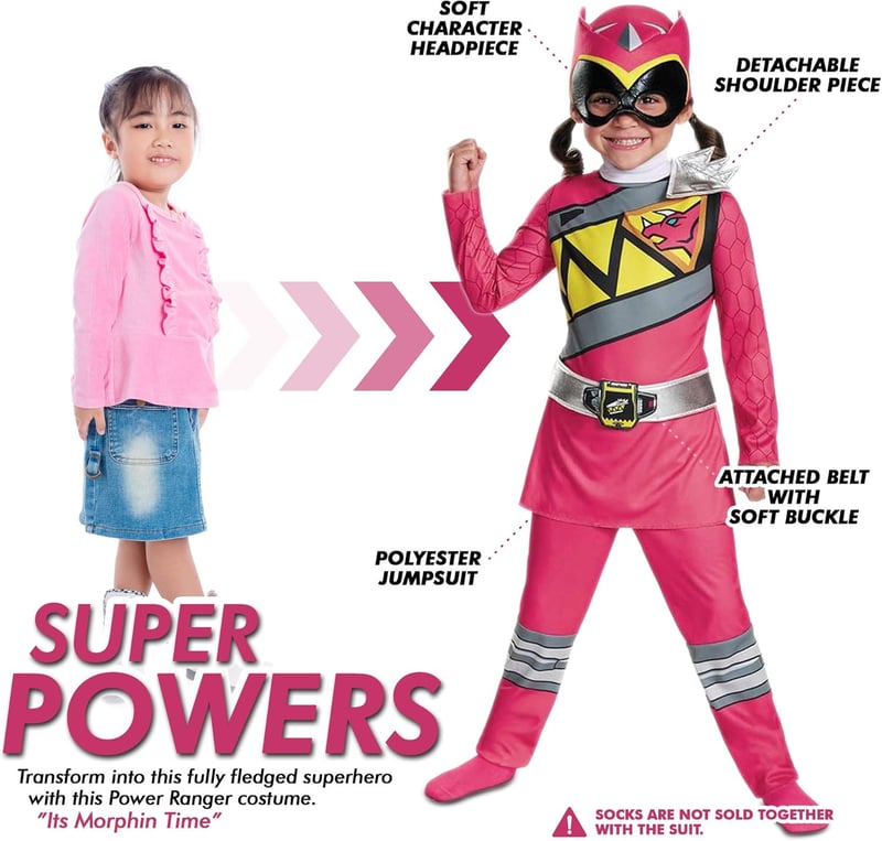 Pink Ranger Dino Charge Costume for Toddlers with Mask
