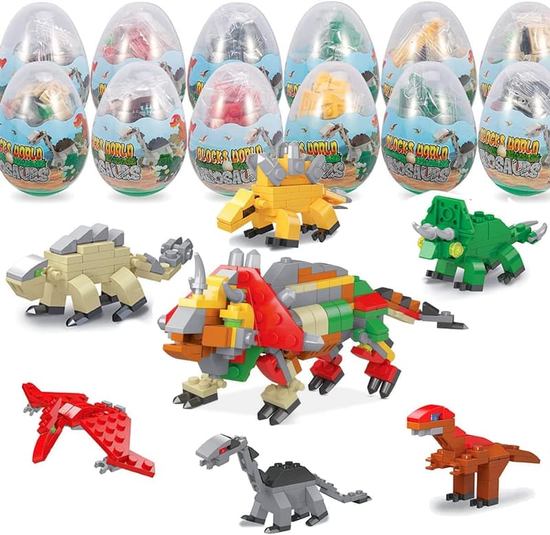 Dinosaur Building Block Sets - 12 Pack STEM Toys for Kids