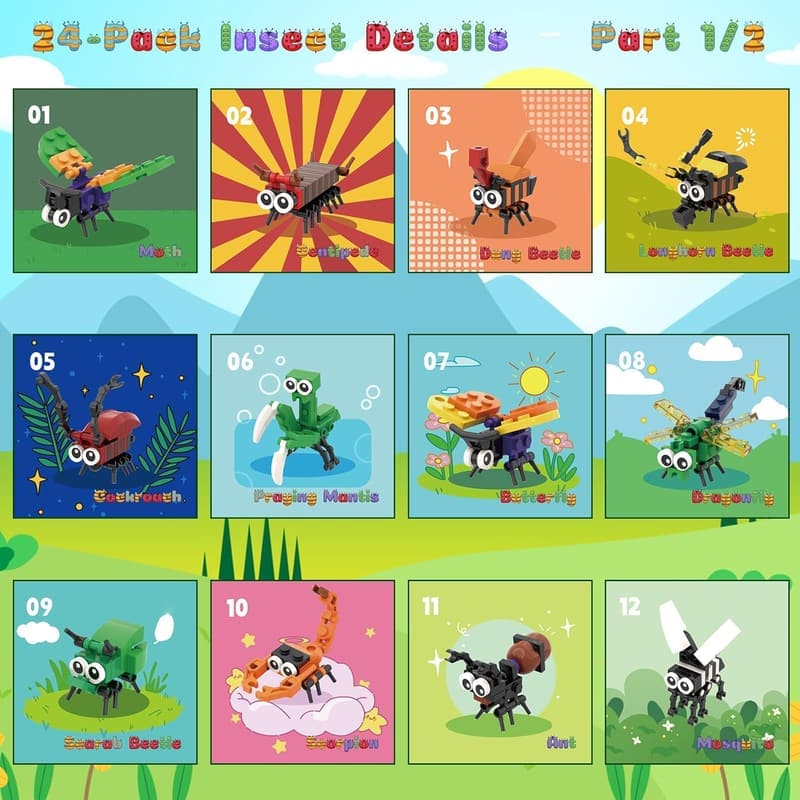 Valentine's Day Insect Building Sets - 24 Pack Educational Toy