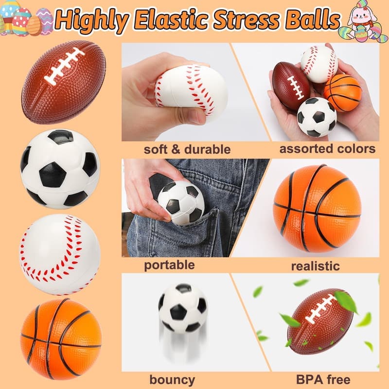 Kids' Stress Balls Set - 16 PCS Foam Bouncy Party Favors