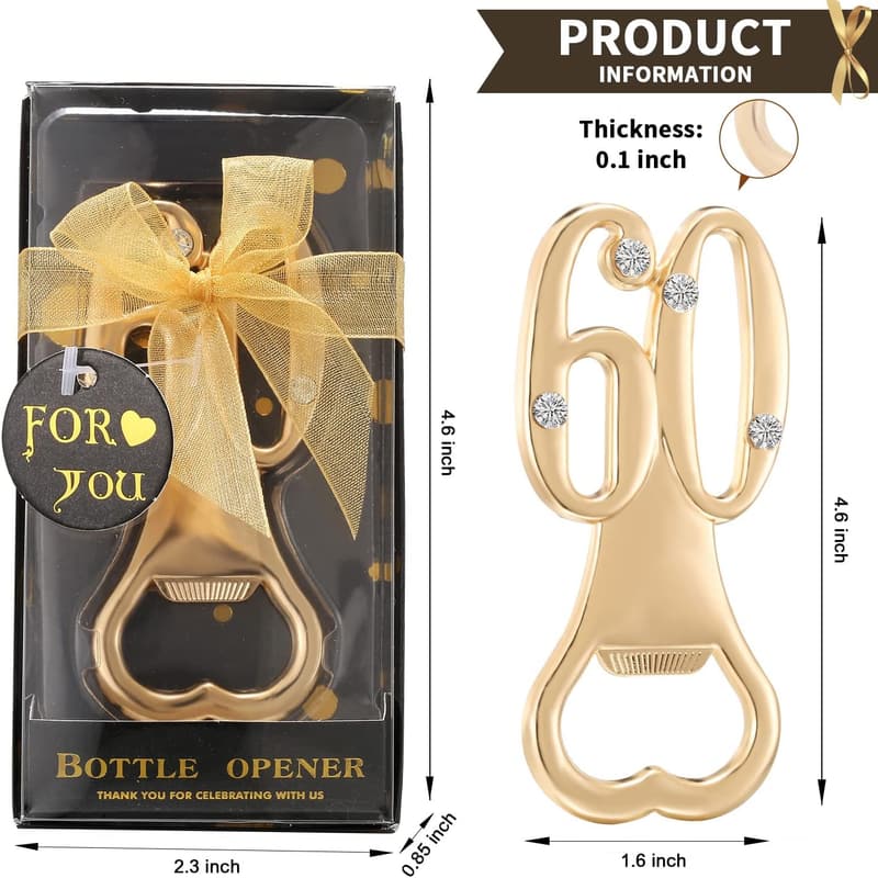 60th Birthday Bottle Openers - 36 Pack Party Favors