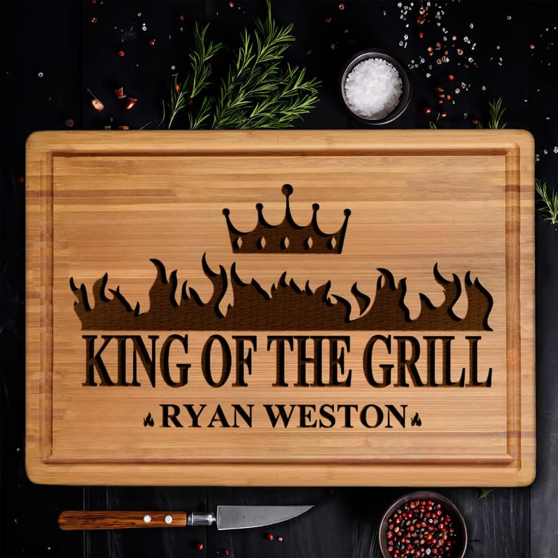 Custom BBQ Cutting Board - Personalized Grilling Gift for Dad