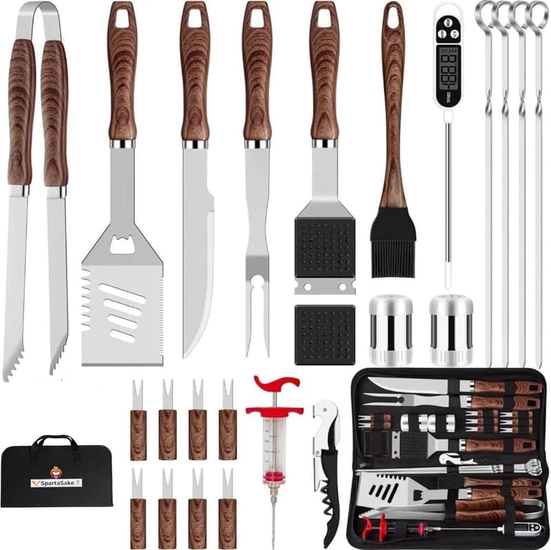 BBQ Grilling Tools Set - Stainless Steel Accessories for Dad