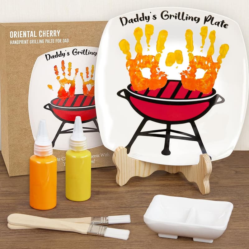 Personalized Grilling Plate for Father's Day - DIY Handprint Gift