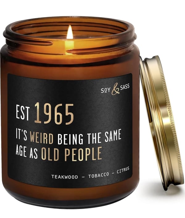 60th Birthday Soy Candle for Him - Teakwood & Tobacco 50Hr Burn