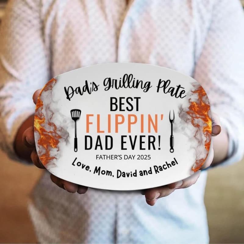 Personalized Grilling Plate for Dad - Funny Father's Day Gift