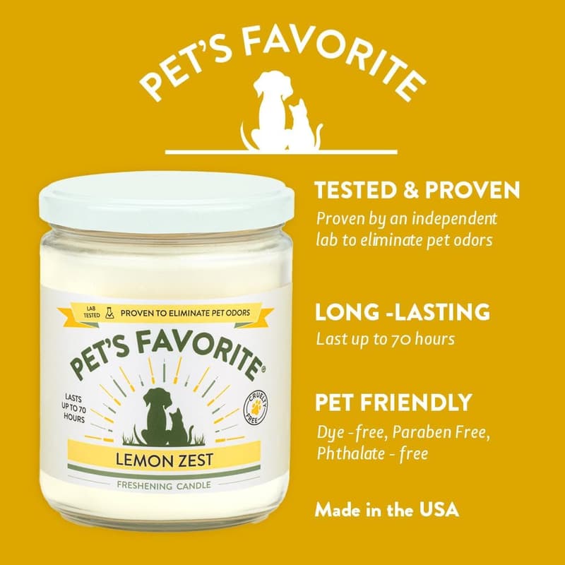Pet-Friendly Odor Eliminating Candle - 70-Hour Burn, 7 Scents