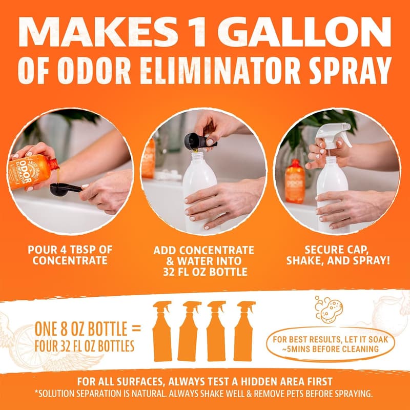 Pet Odor Eliminator - Citrus Concentrate, 8oz Makes 128oz Liquid