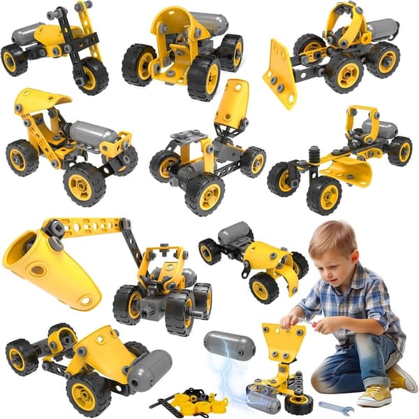 STEM Building Toys Set for Kids Ages 4-8, 10-in-1 Construction Kit