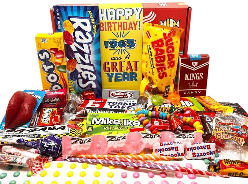 1965 Retro Candy Gift Basket for 60th Birthday Celebration