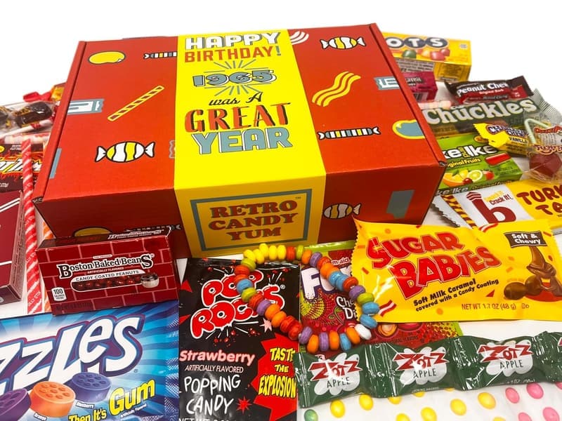 1965 Retro Candy Gift Basket for 60th Birthday Celebration