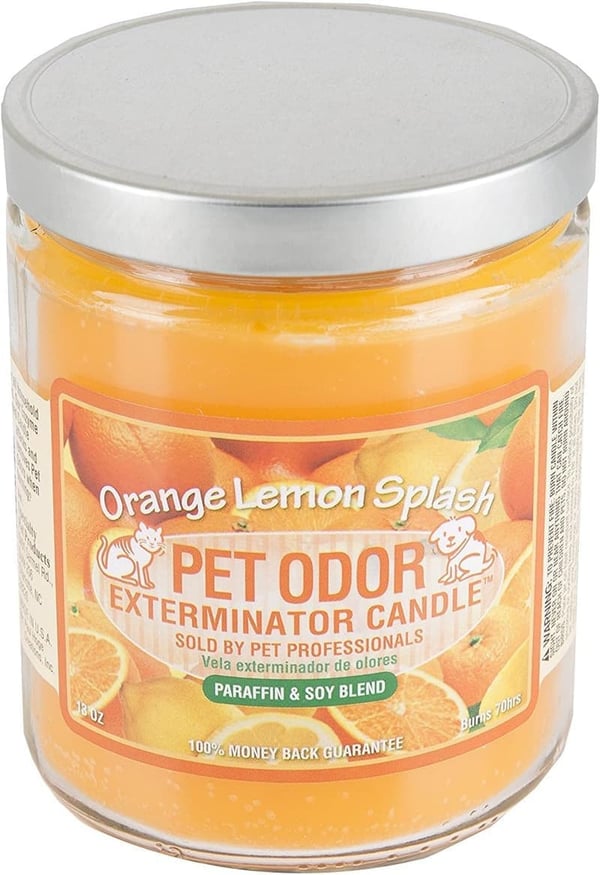 Pet Odor Exterminator Candles, 13 oz Orange Lemon & Fresh Linen